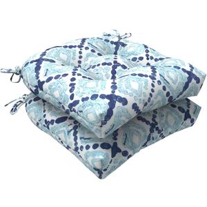 LVTXIII Outdoor Seat Cushions Seasonal Tufted Chair Cushions, Patio Chair Pads for Dining Chairs, Office Armchairs and Garden Furniture Decoration, Round Back, 19x19x4, Boho Geometry Blue