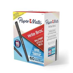 Paper Mate Ballpoint Pens Write Bros. Black Ink Pens Medium Point (1.0mm) 60 Count