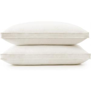 puredown Gusseted Goose Feather Down Pillows, 100% Organic Cotton Cover, Luxury Hotel Collection Bed Pillows for Sleeping Set of 2, King Size