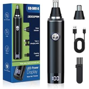 Ear and Nose Hair Trimmer for Men, 2025 Professional Painless USB Rechargeable Eyebrow & Facial Hair Trimmer, 13,000 RPM Precision Tool with Powerful Motor and Dual-Edge Blades, IPX7 Waterproof