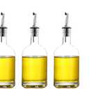 Kaachli Olive Oil And Vinegar Cruet Small Wine Dispenser Glass Bottles 6 oz (200ml) With Stainless Steel Spout,3 - Pack