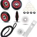WED5500XW0 WED9150WW1 Dryer Drum Roller Repair Kit Fit for Whirl-pool WED9200SQ1 WED9550WW1 WED8000DW3 GEW9250PW1 WED9470WW1 WED86HEBW0 WGD9200SQ1 WED9050XW0, with Dryer Drum Roller Kit & Idler Pulley