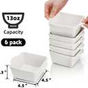 6 Pack 13 OZ Ceramic Baking Dishes, 4.5" Mini Square Bakeware Set, Small Baking Pan with Handle, Individual Casserole Dish for Oven, Roasting, Lasagna, Pie, Gratin, Microwave Safe, White