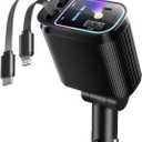 Starlight Retractable Car Charger with Retractable Cables, Starlight in Car Roof 4 in 1 Super Fast USB C Car Phone Charger, 2 USB Ports Starry Sky Adapter, Compatible with iPhone 17 16 15 14 13 12
