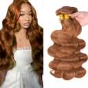 Light Brown Bundles Human Hair 30 Body Wave Bundles 16 18 20 inch Peruvian Grade 8A Virgin Hair 3 Bundle 30 Light Brown Body Wave Bundle 300g