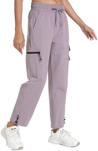 bepopotan Quick Dry Women's Cargo Pants with Pockets Lightweight Hiking Joggers for Workout Athletic Casual Outdoor Camping, Large