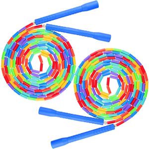 2 PACK 16.5FT Double Dutch Jump Ropes for Adults Kids, Rainbw Long Jump Rope, Beaded Jump Rope for Fitness, Segmented Skipping Ropes for Exercise Training, Tangle-Free