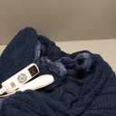 EHEYCIGA Electric Heated Blanket Throw Faux Fur, 10 Hours Auto Shut Off 9 Heating Levels Heating Blanket Throw, Soft Warm Heated Blanket Fast Heating Navy Blue, Faux Fur & Sherpa