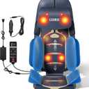 CLORIS Neck Back Massager with Heat, Automatic Adjustable Neckrest, 3D Shiatsu Compress & Rolling Massage Chair Pad for Full Body Relaxation, Home Office Chair Use, Gift for Family & Friends Blue&Gold