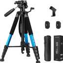 JOILCAN Tripod Camera Tripods, 74" Tripod for Camera Cell Phone Video Recording, Heavy Duty Tall Camera Tripod Stand, Professional Travel DSLR Tripods Compatible with Canon iPhone, Max Load 15 LB (74", Blue)