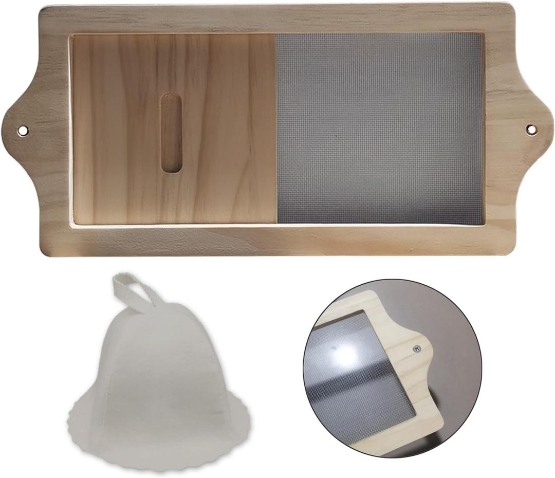 Adjustable Sauna Air Vent Grille  Equipped with Nylon Netting to Block Unwanted Foreign Objects from Entering The Sauna Room. Come with a Sauna Hat Sauna Accessory (Medium-Sized)