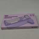 Wireless Keyboard and Mouse Combo, Cute Round Keycaps, Full-Size Retro Typewriter Keyboard with Detachable Wrist Rest, 2.4GHz Cordless Connection for Mac/Windows/PC/Laptop (Purple-Colorful)