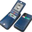 KIHUWEY Compatible with iPhone 11 Case Wallet with Credit Card Holder, Premium Leather Magnetic Clasp Kickstand Heavy Duty Protective Cover for iPhone 11 6.1 Inch(Blue)