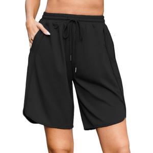 Quenteen Women's Athletic Shorts Jogger Sweat Casual Loose Bermuda Shorts  (3X-Large, 9 Inch Black)