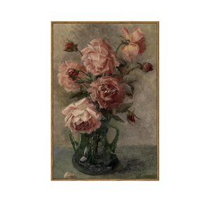 InSimSea Framed Wall Art for Living Room Flower Wall Art Home Decor Roses in Vase Vintage Paintings Large Canvas Prints Botanical Prints Mid Century Modern Decor Farmhouse Bedroom Wall Decor 36x24in