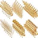 Riceshoot 36 Pcs Gold Leaves Artificial Flowers Mini Faux Gold Plants Foliage Stems Fake Eucalyptus Cedar Fern Peony Honeysuckle Leaves for Wedding Table Centerpieces Vase Picks Home Decoration