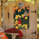 Fall House Flag Cardinal Bird 28x40 Double Sided Large Burlap Yard Flag Maple Leaves Welcome Autumn Thanksgiving Holiday Seasonal Outside Decorations