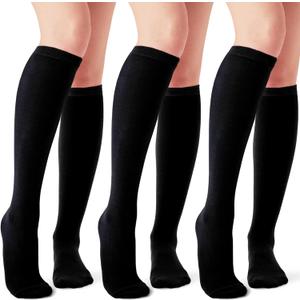 Joulli Women's Knee High Athletic Socks Stripe Tube Outdoor Sport Socks 1-3 Pairs