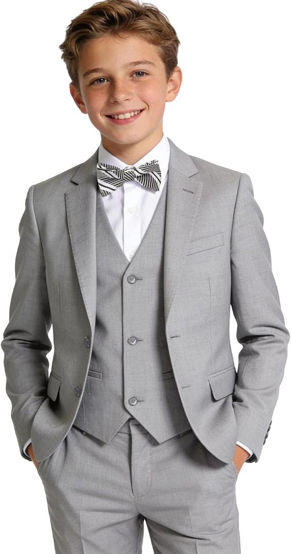 Boys' Suits Kids Formal Tuxedo Set for Toddler Boys 5 Piece Wedding Ring Bearer Outfit Easter Prom Suit Dress Clothes, 12Y