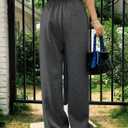 HeSaYep Women's Wide Leg Sweatpants High Waist Baggy Sweat Pants Straight Leg Drawstring Elastic Waisted Pants with Pockets (Gray, S)
