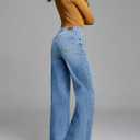 Sidefeel Women's Wide Leg Jeans High Waisted Stretchy Baggy Front Seam Denim Pants, Size 6
