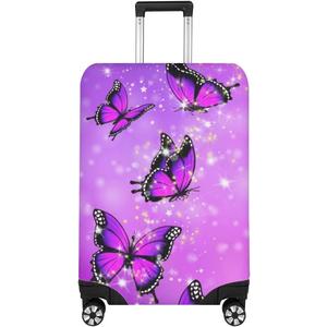 BIGCARJOB Purple Butterflies Luggage Cover for Women Girls,Cute Travel Suitcase Protector Washable Anti-scratch Suitcase Covers,Fit 18-22inch