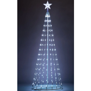 JOIEDOMI LED Christmas Cone Tree Lights, 6FT Outdoor Lighted Tree with 8 Lighting Modes & Star Topper, Christmas Decorations for Yard Porch Patio Garden Holiday Decor, Cool White