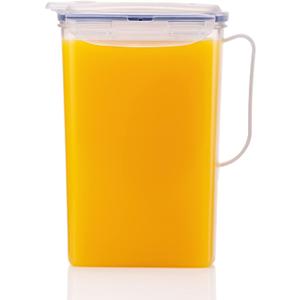 LocknLock Aqua Fridge Door Water Jug with Handle BPA Free Plastic Pitcher with Flip Top Lid Perfect for Making Teas and Juices, 2 Quarts, Clear (64 Ounces)
