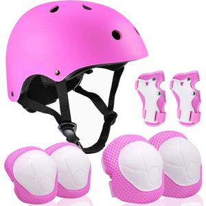 Upgrade Kids Bike Helmet Set Skateboard, Kids Helmet Elbow Pads Wrist Guards Adjustable for 3~10yrs Girl Boy Kids Protective Gear Set for Sport Cycling Bike Roller Skating Scooter Rollerblade