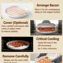 Microwave Bacon Cooker, 10-Inch Round Stoneware Bacon Tray for Microwave Oven, Grease-Draining Bacon Rack Plate, Oven Safe, Easy to Clean, White