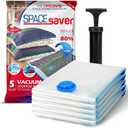 5 Pack Medium Vacuum Storage Bags for Comforters, Blankets & Clothes  Vacuum Sealed Compression Bags with Hand Pump  Space Saver Storage Bags for Bedding, Moving, Travel & Organization