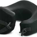 C CUSHION LAB Extra Support Travel Pillow, Award-Winning Patented Ergonomic Design for Chin & Neck Support Memory Foam Neck Pillow, Compact Airplane Pillow for Traveling, Flight, Car (Black, Large)