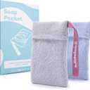 myHomeBody Soap Pocket for Gentle Exfoliating, Lather Mesh Bag, Body Scrubber Exfoliator, Pouch for Shower, Leftover Bits Saver, Light Blue, Gray - 2 Pack