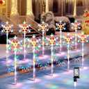 10 Pcs Christmas Snowflake Pathway Stake Lights for Outdoor Yard, 370 Bright LEDs Waterproof Large Christmas Snowflake Light Decoration for Garden Lawn Driveway Walkway Decor(Colorful)