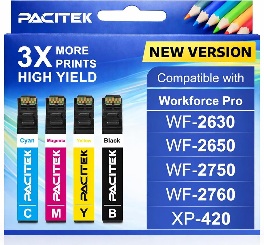 Remanufactured Replacement for 220XL Ink Cartridge Replacement for Epson 220 XL Cartridges for WF-2760 WF-2750 WF-2660 WF-2650 WF-2630 XP-424 XP-420 XP-320 (Black Cyan Magenta Yellow 4 Pack)