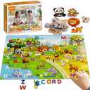 Sorting Toys for Toddlers, Wiznobliss Animal Puzzles Learning A B C Alphabet Matching Toys for Toddlers, Montessori Fine Motor Sensory Animal Alphabet Puzzle for 3+ Year Old.2pack