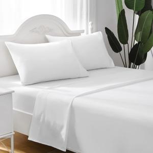 ILAVANDE Queen Sheets Set 4 Piece,Hotel Luxury Super Soft 1800 Series Microfiber Queen Bed Sheets Set-Wrinkle Free & Breathable-14 Deep Pocket Sheets for Queen Size Bed(Queen,White)