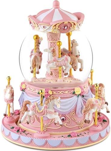 Carousel Snow Globe Birthday Gift for Girls Daughter, Carousel Music Box Plays You are My Sunshine, Upgraded Merry Go Round Carousel Horse Gifts for Mom Friend Sister Women