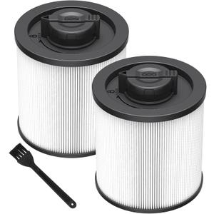 2 Pack DXVC6910 Cartridge Filter Replacement for DEWALT 6-16 Gallon Wet/Dry Vac, Compatible with DeWalt DXV06P DXV09P DXV10P DXV10PL DXV10SA DXV12P DXV14P DXV16P, White