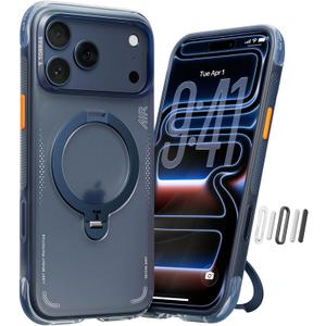 TORRAS Ostand Q3 Air for iPhone 17 Pro Case 6.3'' with Stronger Magnetic Stand, Fit for Magsafe, Airbags Miltary Protection, Camera Control for iPhone 17 Pro Case, Shockproof & Stylish, Midnight Blue