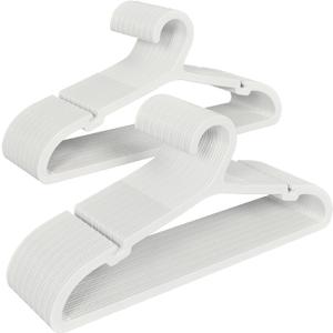 50 Pack Clothes Hangers, Non Slip Plastic Coat Hangers, Space Saving Hangers, Heavy Duty, Hanging Dry Wet Clothes, 16.4" x 8.3", White, UAPY0550W