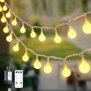 147ft Globe String Lights Outdoor Waterproof, 300 LED Indoor Christmas Lights Plug in with Remote, Hanging Fairy Light for Bedroom Holiday Party Patio Garden Christmas Decorations, Warm White