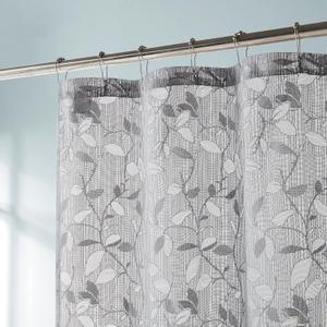 LinenZone Lace Shower Curtains with Elegant Leaf Design. 72 x 72 Size. Can Be Used As Both Rustic Shower Curtain or Modern Shower Curtain. Bathroom Curtain with Scalloped Bottom. (Grace 72 x 72 Grey)