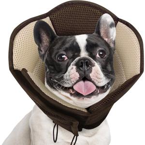 AOFITEE Dog Cone- Adjustable Medium Cone for Dogs After Surgery, Breathable Soft Cone Dog Collar to Prevent Licking Wounds, Pet Elizabethan Collar for Medium Dogs, Brown, Size M