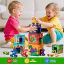 Atoylink Toddler Dinosaur Sorting and Stacking Toys with Magnetic Wooden Dinosaur Train Set, Baby Number Blocks Nesting Boxes Preschool Learning Montessori Toys for 1 2 3 Year Old Boys Girls Gift