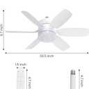 Fanspex 20.5'' Socket Ceiling Fan Light, 5 Fan Speeds with 3 Colors Adjustable Light, 8 Hours Timer (White)
