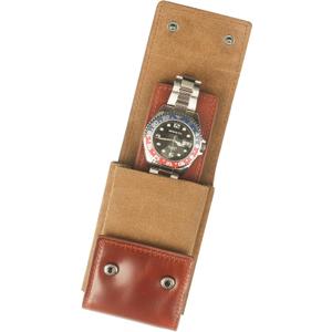 Leather Watch Pouch - Portable Travel Pouch with Suede Lining and Leather Inserts, Single Watch Case for Lovers Gift (Brown)