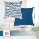 HPUK Decorative Throw Pillow Covers Set of 4 Couch Pillows Linen Cushion Cover for Couch Sofa Living Room, 18"x18" inches, Navy Blue