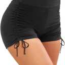 Women Swim Shorts High Waisted Swimsuit Shorts Tummy Control Bathing Suit Bottom Plus Size Boyshorts (Large, Black)