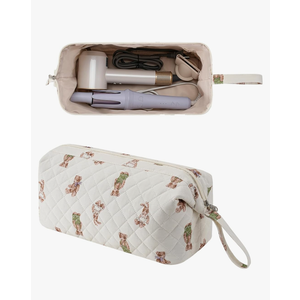 Large Quilted Hair Tools Travel Bag with Bear Pattern,Hair Styling Accessories Storage Case for Shark FlexStyle, Dyson Airwrap Hair Dryer, Curling Iron, Revlon Hair Tools(06Bear)